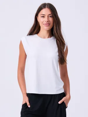 Modal Cap Sleeve Tee - White