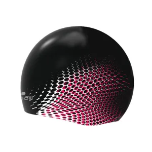 MOULDED SILICONE SWIM CAP 900 - BLACK WHITE RED