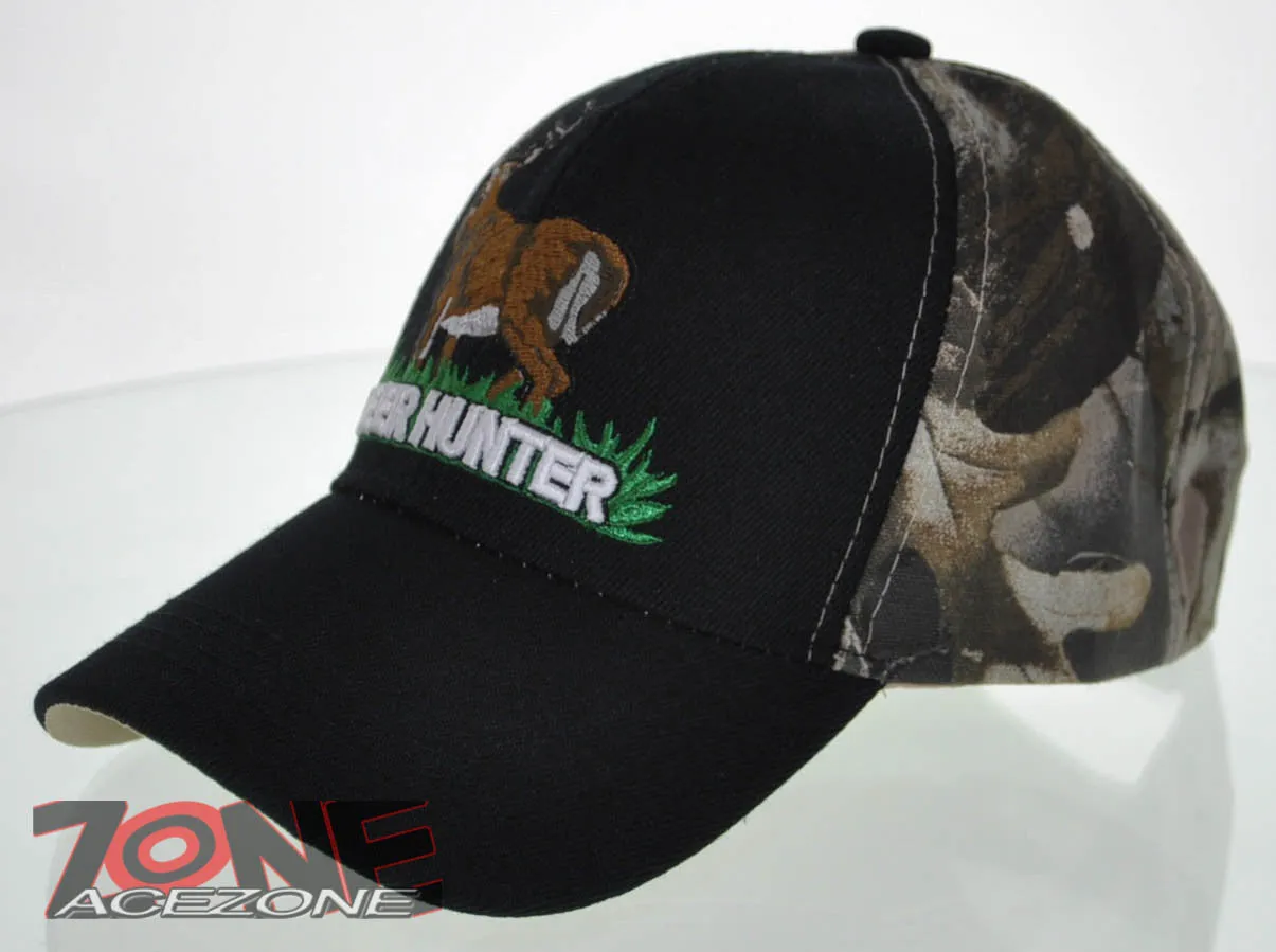 NEW! BIG DEER HUNTER DEER BUCK OUTDOOR SPORTS CAP HAT CAMO BLACK