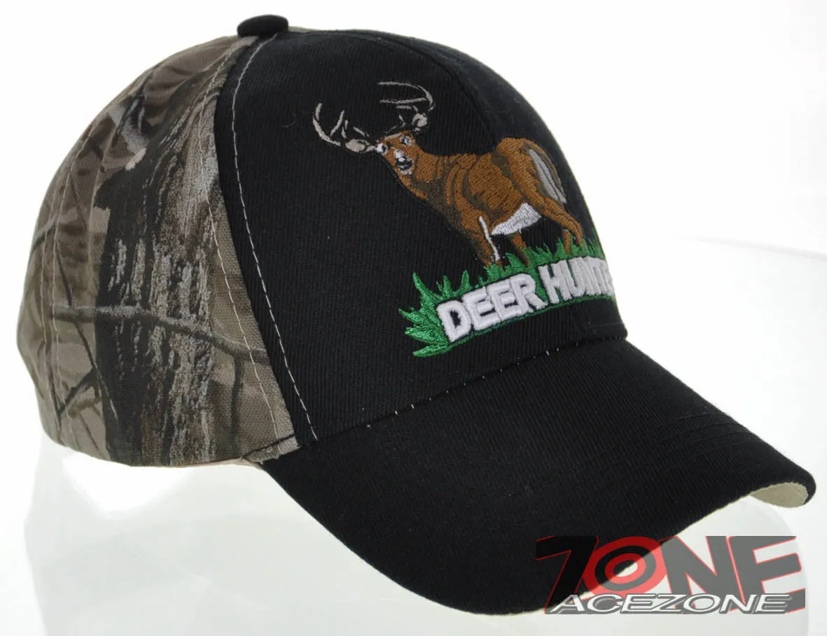 NEW! BIG DEER HUNTER DEER BUCK OUTDOOR SPORTS CAP HAT CAMO BLACK