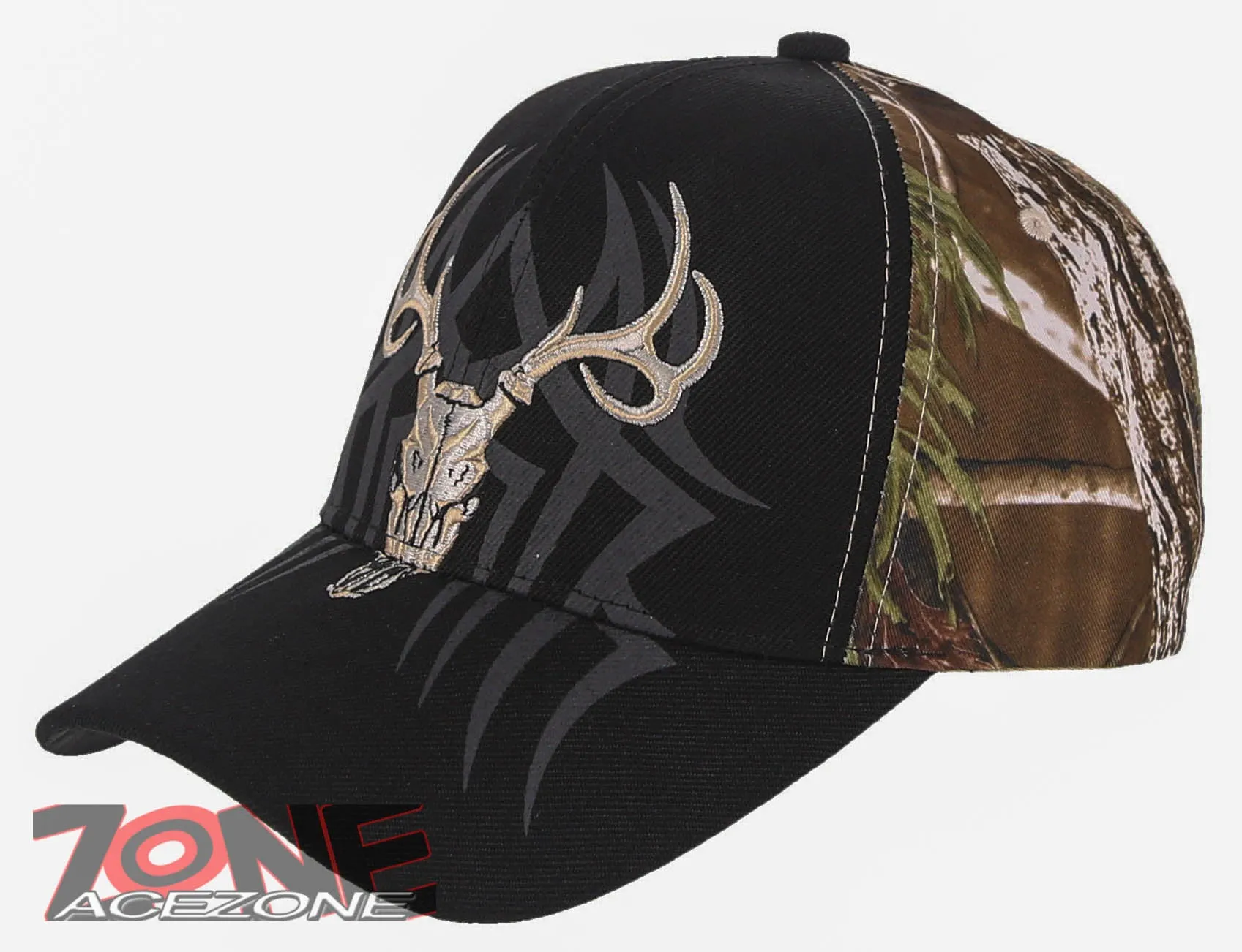 NEW! DEER HUNTER SKULL BUCK OUTDOOR SPORTS BASEBALL CAP HAT BLACK CAMO