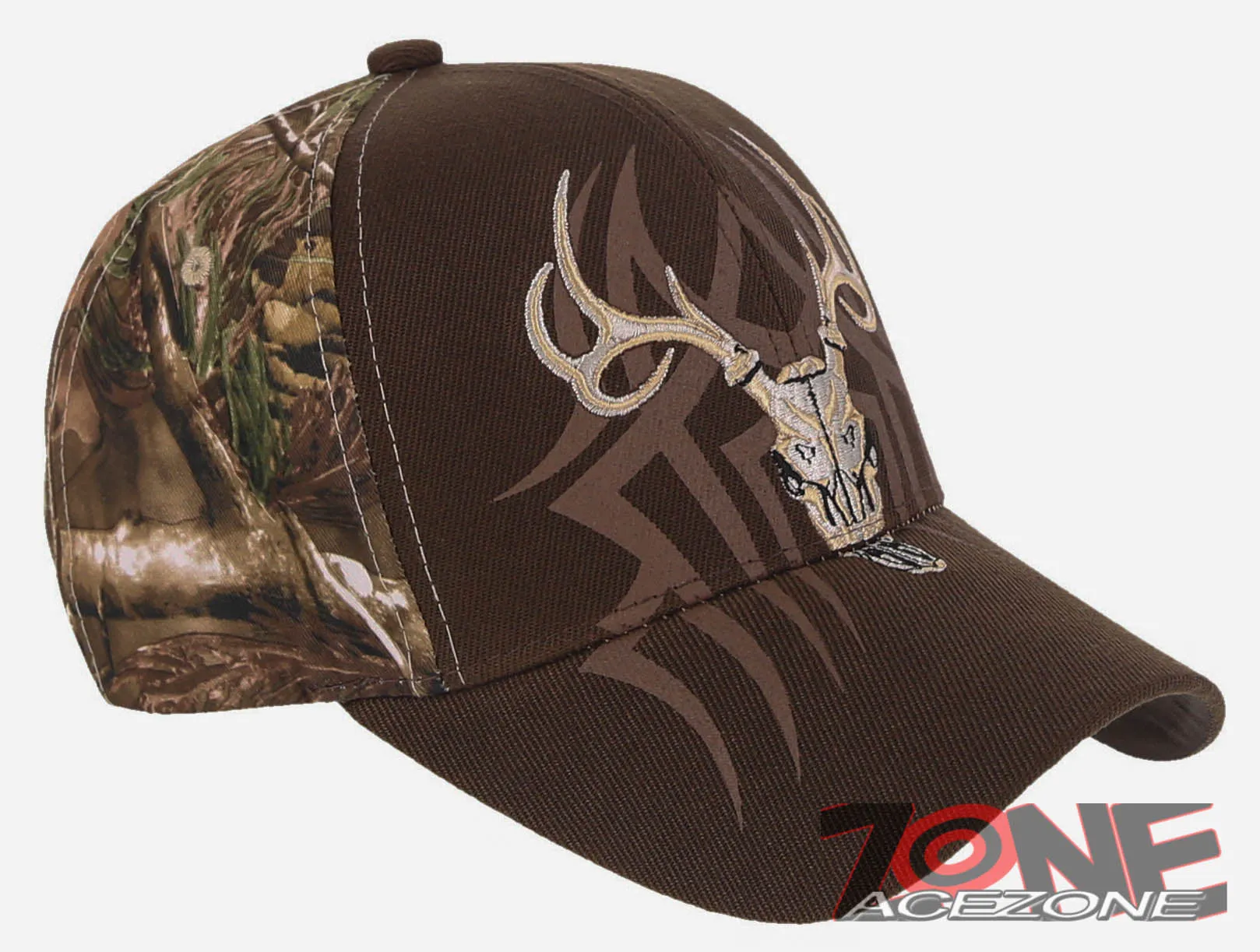 NEW! DEER HUNTER SKULL BUCK OUTDOOR SPORTS BASEBALL CAP HAT BROWN CAMO