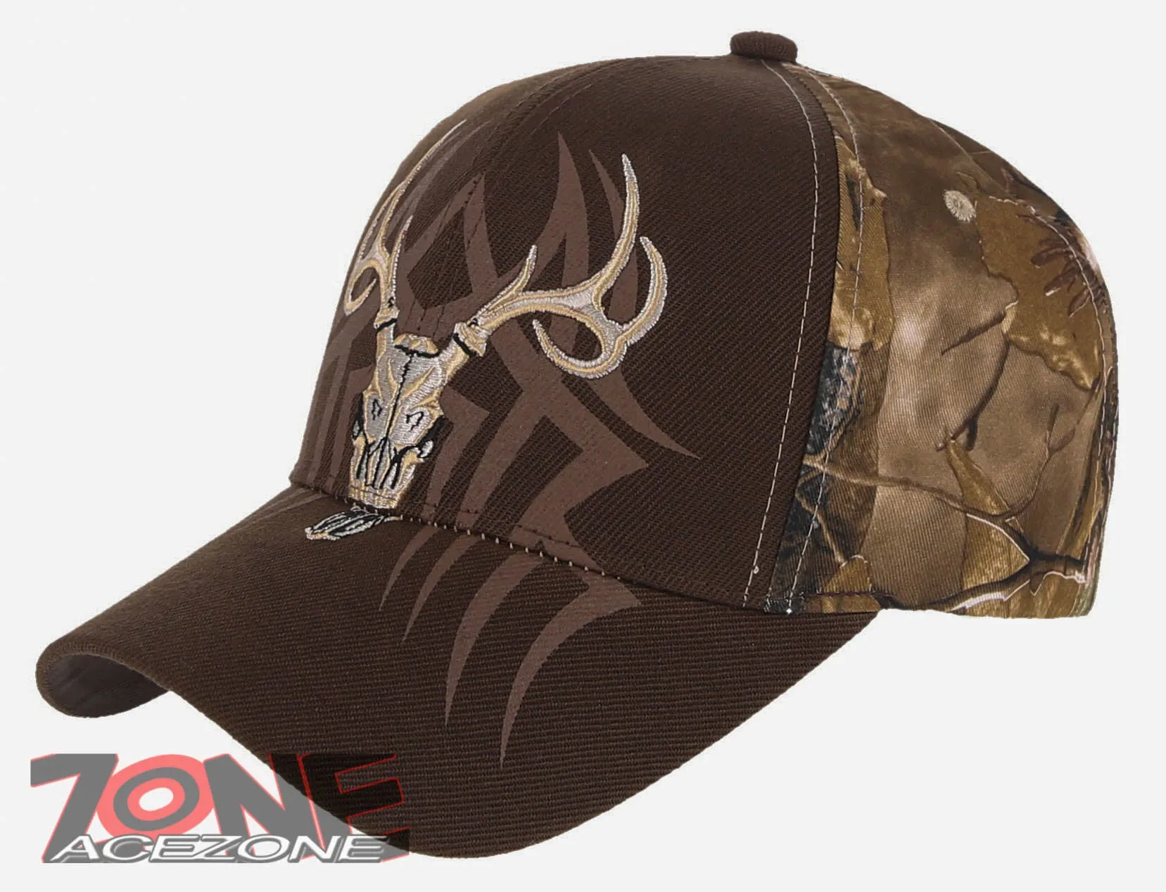 NEW! DEER HUNTER SKULL BUCK OUTDOOR SPORTS BASEBALL CAP HAT BROWN CAMO