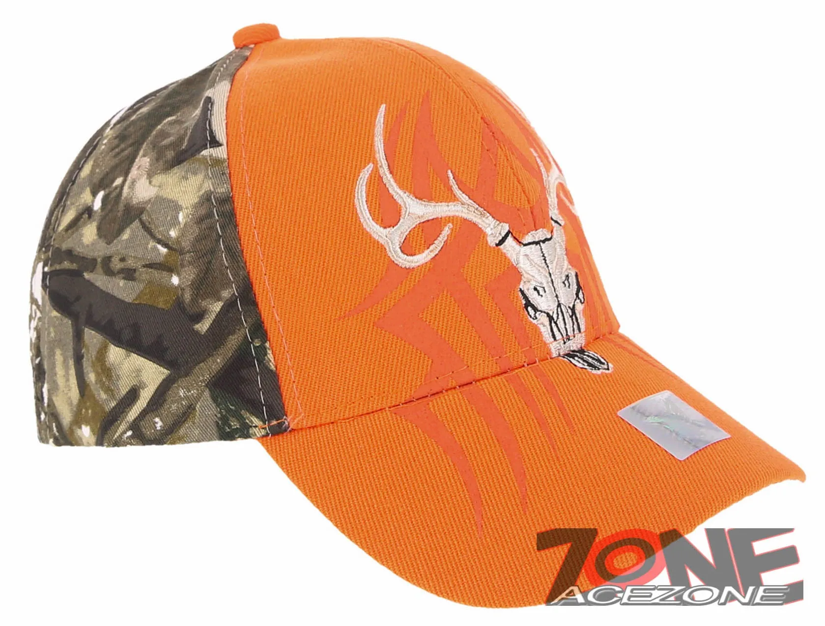 NEW! DEER HUNTER SKULL BUCK OUTDOOR SPORTS BASEBALL CAP HAT ORANGE CAMO