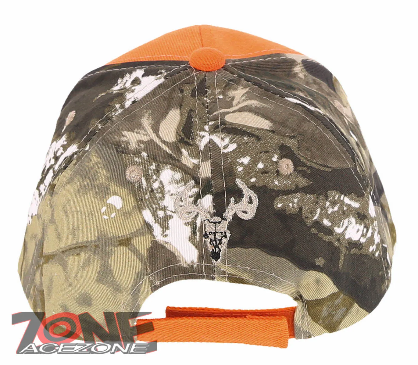 NEW! DEER HUNTER SKULL BUCK OUTDOOR SPORTS BASEBALL CAP HAT ORANGE CAMO