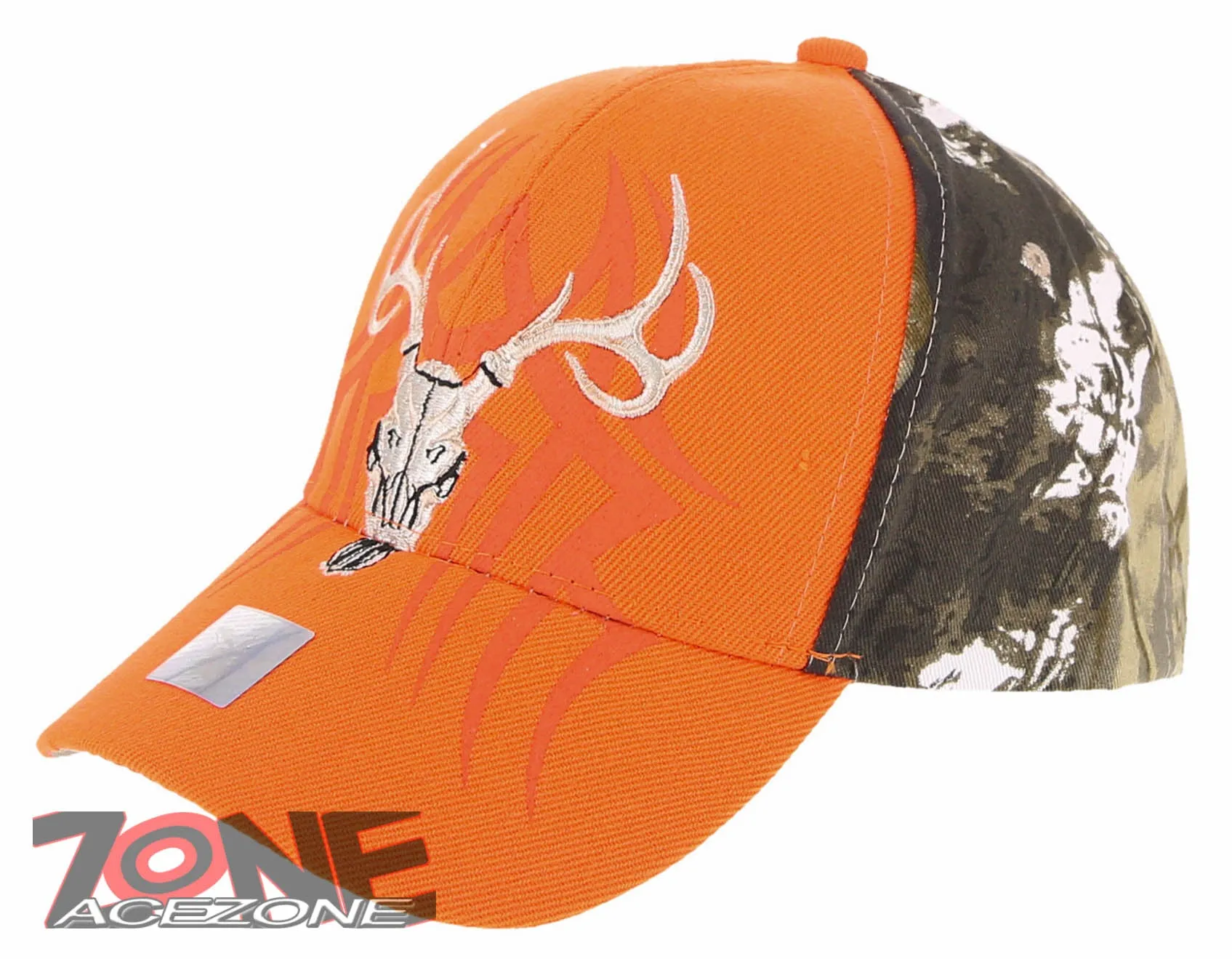 NEW! DEER HUNTER SKULL BUCK OUTDOOR SPORTS BASEBALL CAP HAT ORANGE CAMO
