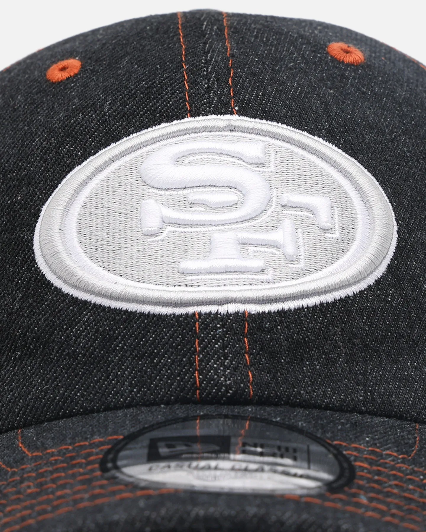New Era San Francisco 49ers "Black Denim" Classic Casual Strapback Black Denim/Rust Contrast