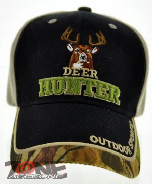 NEW! HUNTER HUNT DEER BUCK OUTDOOR SPORTS CAP HAT BLACK
