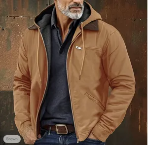 New Men's Brown Hooded Plain Zip Up Fuzzy Sherpa Fleece Lined Jacket Fleece Cool Casual Fall/Winter Sz XL Retails $176 