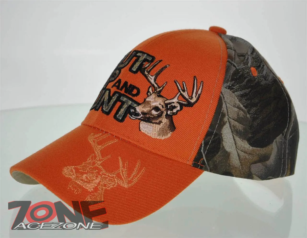 NEW! SHUT UP AND HUNT HUNTER HUNT DEER BUCK OUTDOOR SPORTS CAP HAT ORANGE CAMO