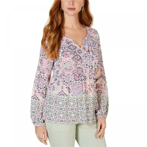 New Style & Co Petite Printed Babydoll Blouse. 100047566PT-NEW Petite X-Large
