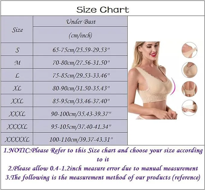 New Women Comfort Wireless Lace Lift Bra Classic Front Cross Side Buckle Yoga Sports Lace Bra, Black, Sz XL