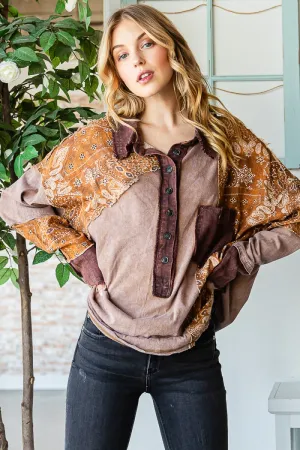 OLI & HALI Daytripper Mixed Fabric Top