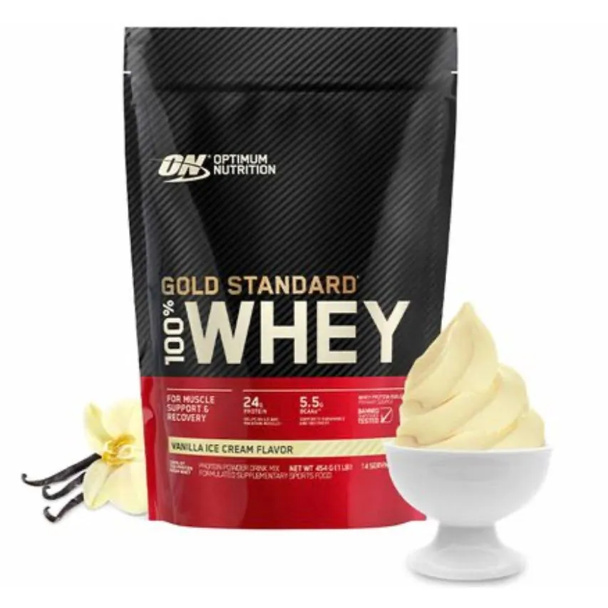 Optimum Nutrition 100% Whey Protein Gold Standard (1 Lb) Vanilla Ice Cream EXP Mar 2026