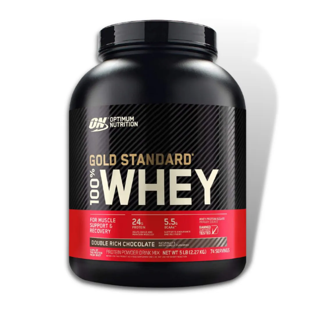 Optimum Nutrition 100% Whey Protein Gold Standard (5 Lbs) Double Rich Chocolate Exp Jan 2026