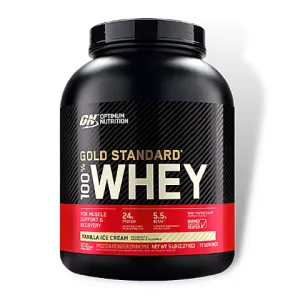 Optimum Nutrition 100% Whey Protein Gold Standard (5 Lbs) Vanilla Ice Cream (73 servings) EXP Nov 2025