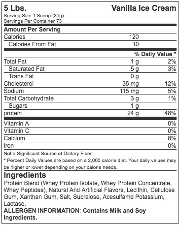 Optimum Nutrition 100% Whey Protein Gold Standard (5 Lbs) Vanilla Ice Cream (73 servings) EXP Nov 2025