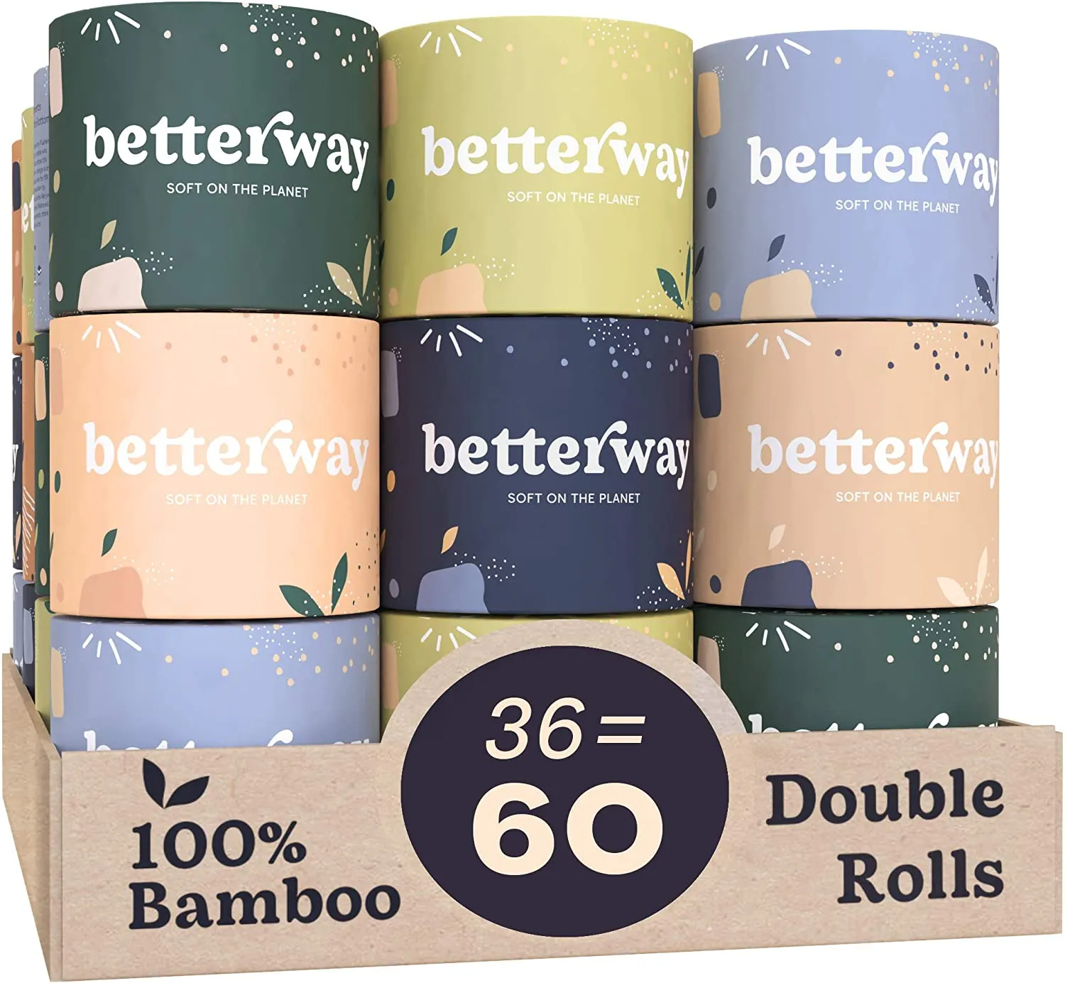Organic Soft Biodegradable and Eco Friendly Bamboo Toilet Paper - 2X LONGER 360 Sheets per roll with Extra Strong 3 Ply