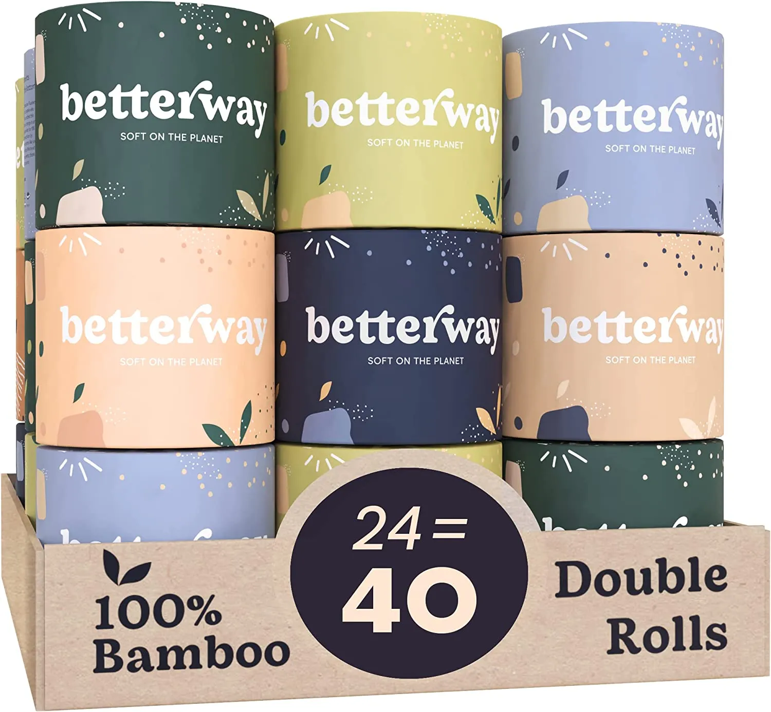 Organic Soft Biodegradable and Eco Friendly Bamboo Toilet Paper - 2X LONGER 360 Sheets per roll with Extra Strong 3 Ply