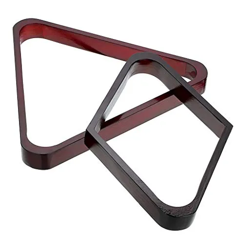OwnMy Set of 2 Wooden Billiard Ball Rack Set, Vintage Solid Wood Billiard 8-Ball Triangle Rack & 9-Ball Diamond Rack Table Pool Ball Racks (Red)