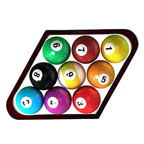 OwnMy Set of 2 Wooden Billiard Ball Rack Set, Vintage Solid Wood Billiard 8-Ball Triangle Rack & 9-Ball Diamond Rack Table Pool Ball Racks (Red)