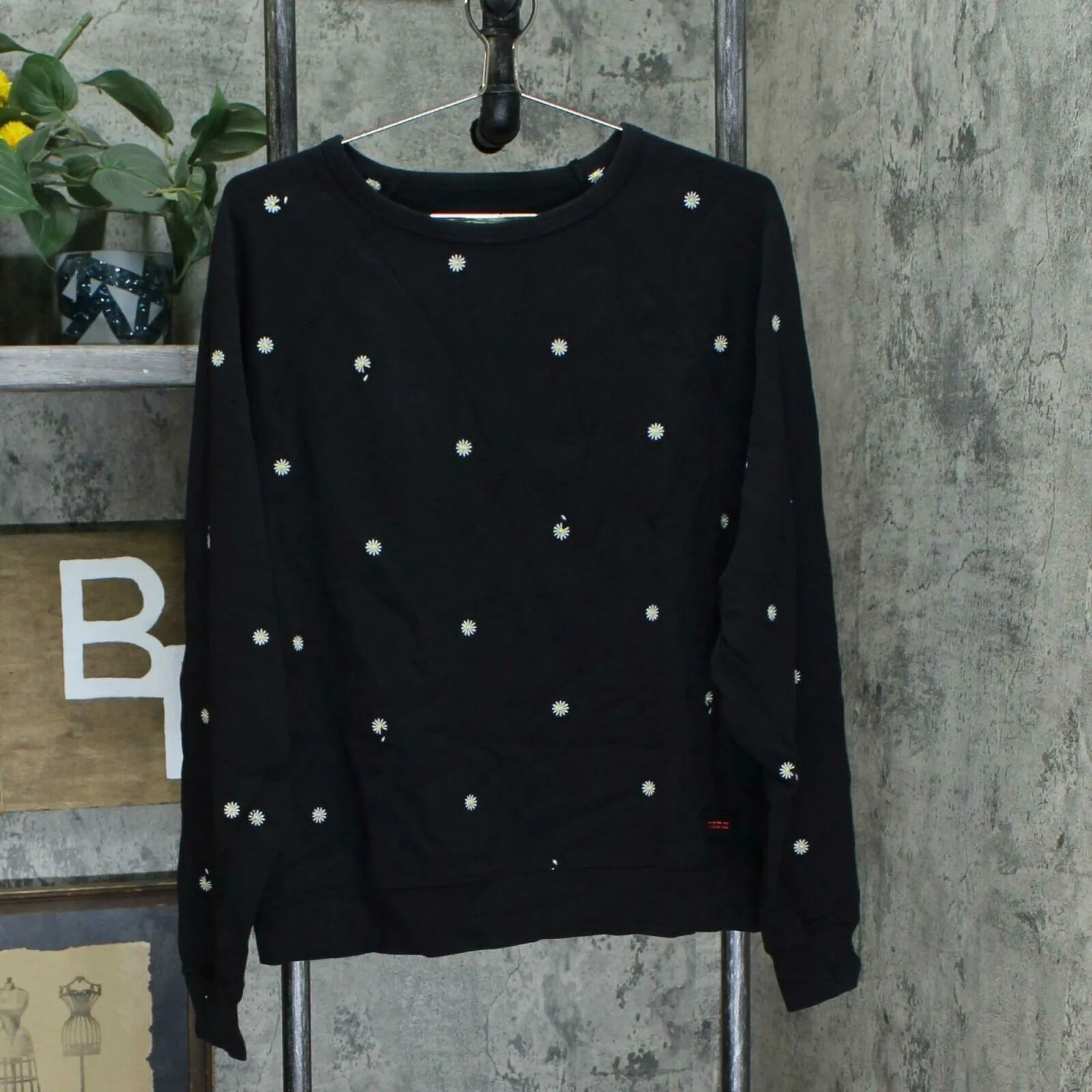Peace Love World Embroidered French Terry Sweatshirt