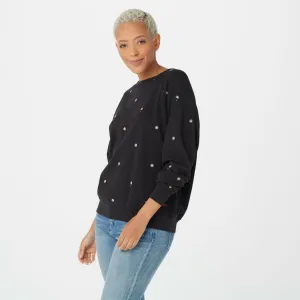 Peace Love World Embroidered French Terry Sweatshirt