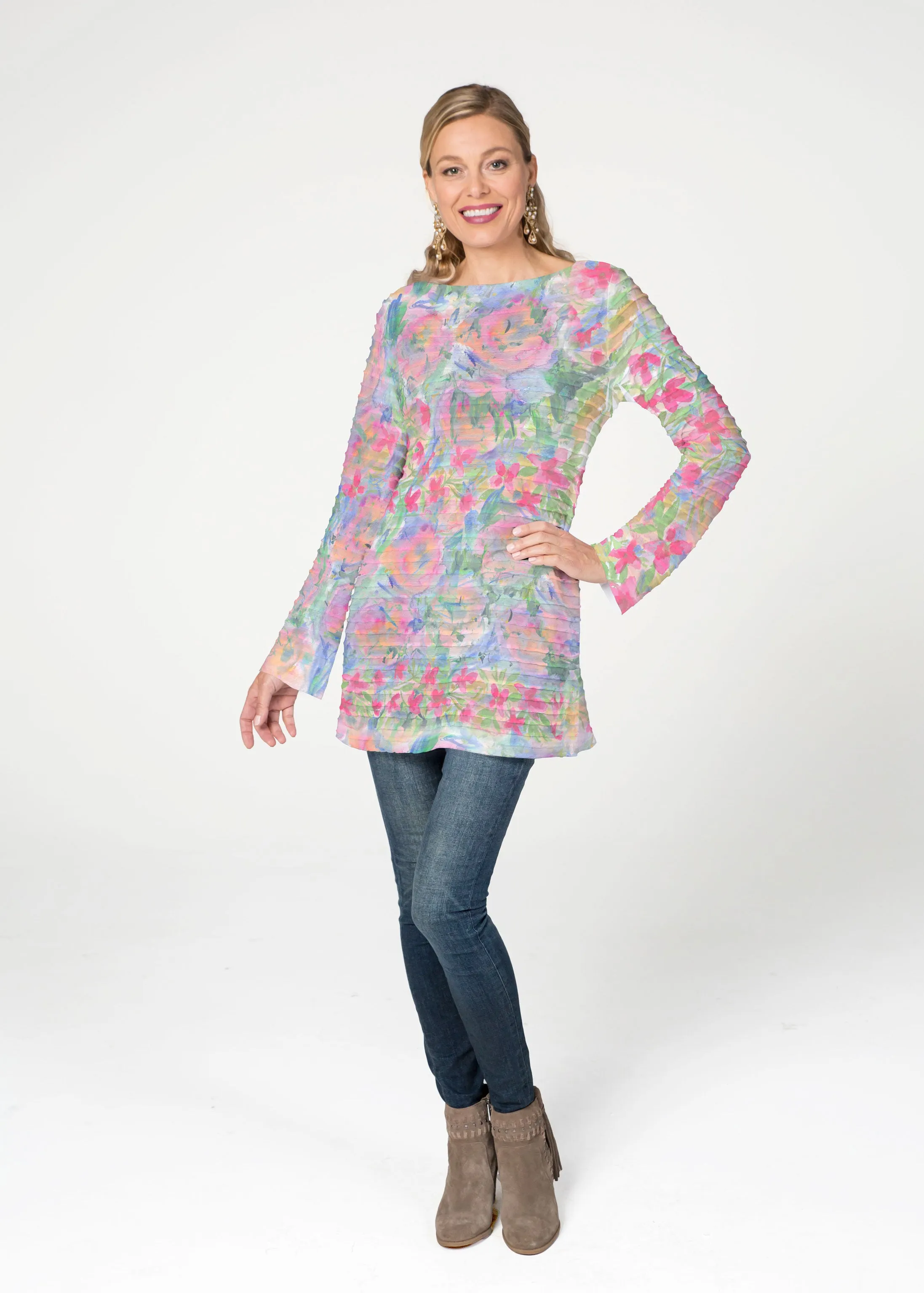 Penelope (17255) ~ Banded Boatneck Tunic
