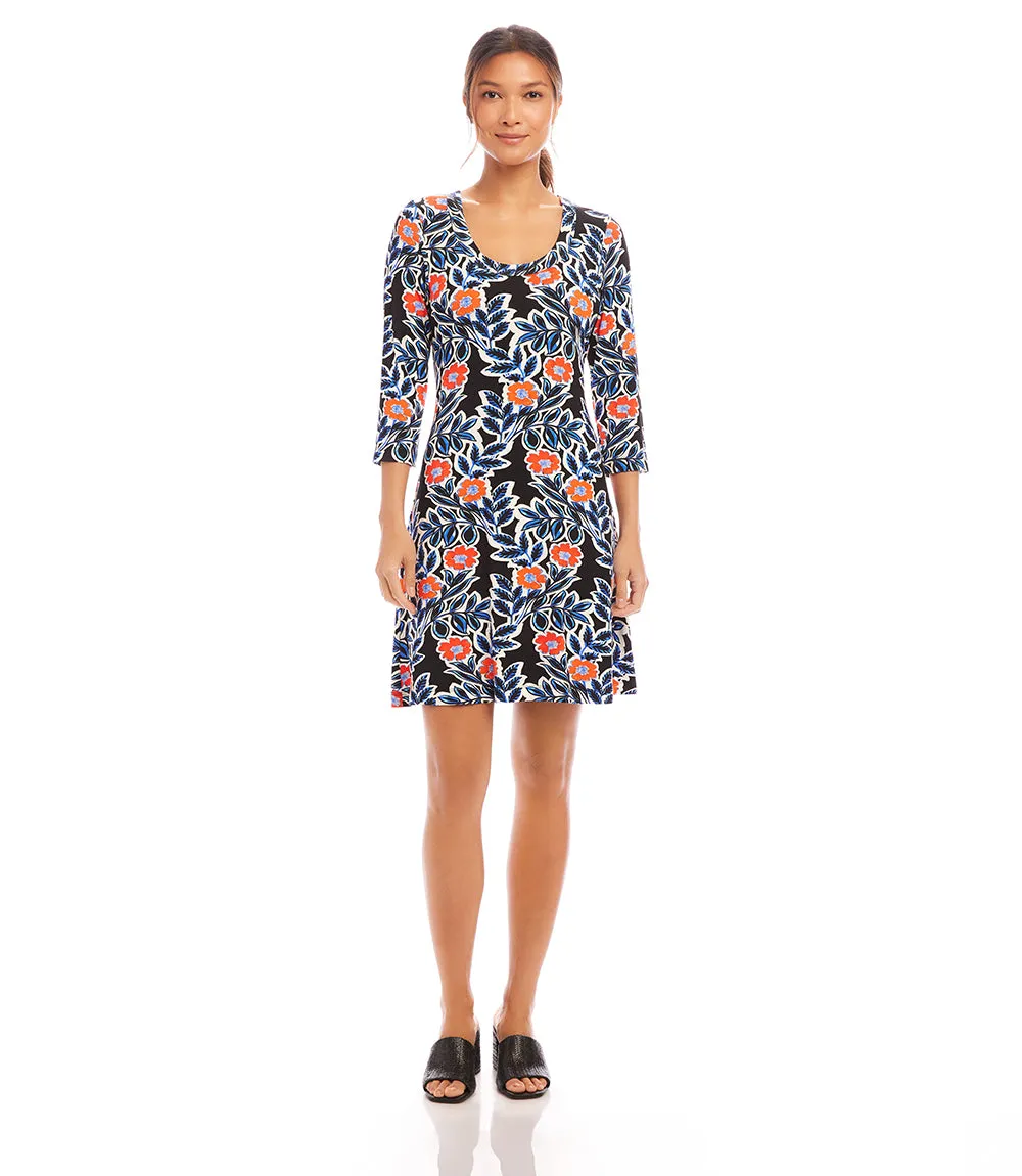 Petite Size 3/4 Sleeve A-Line Dress