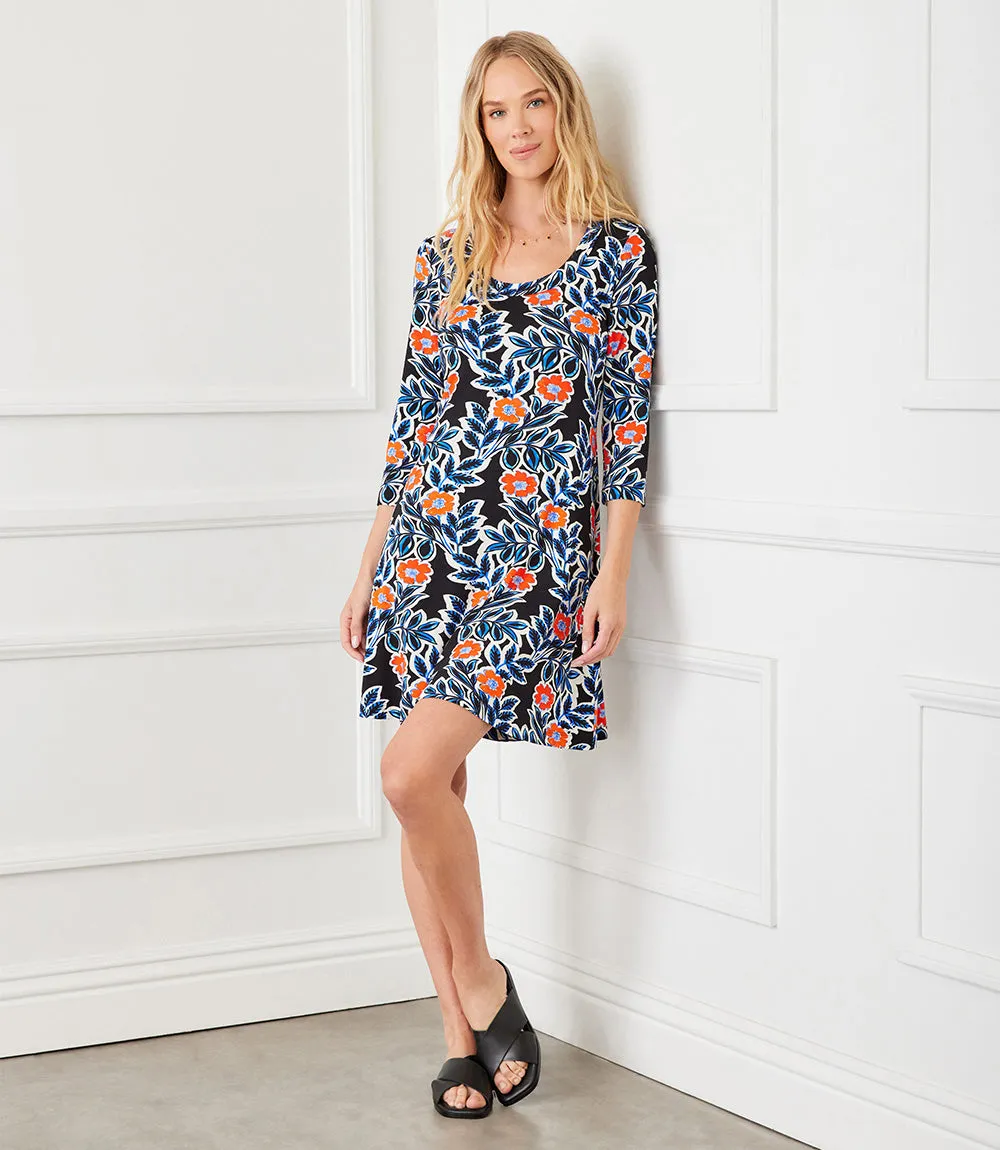 Petite Size 3/4 Sleeve A-Line Dress