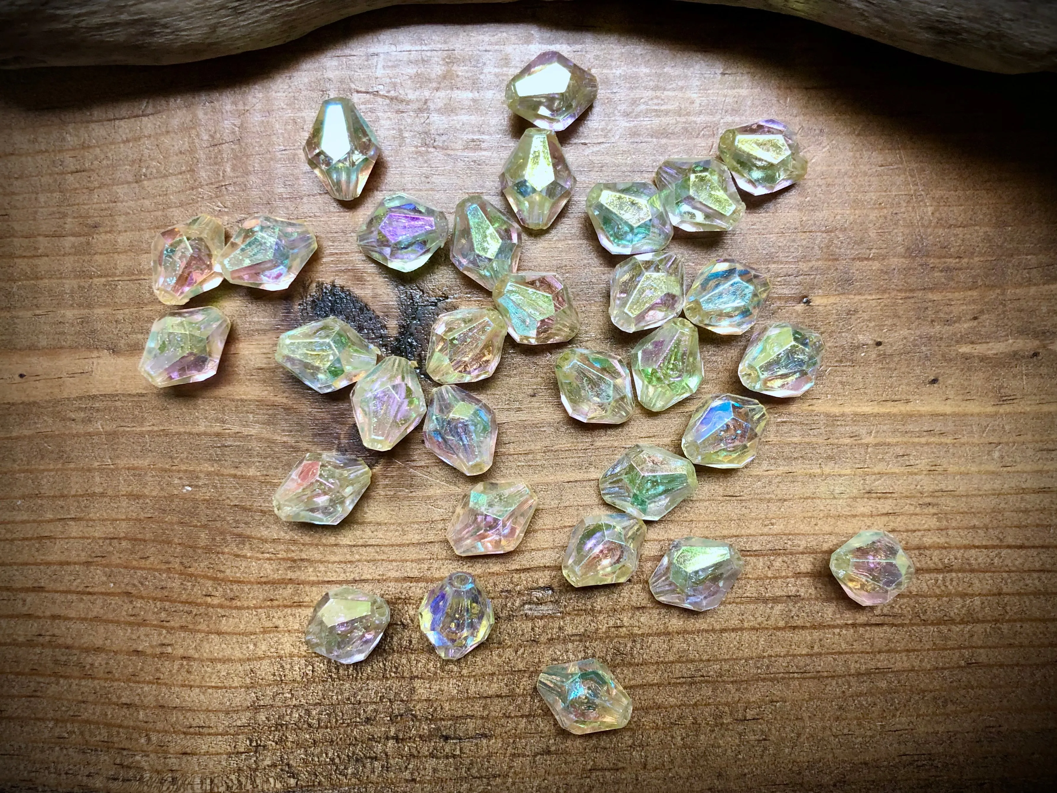 Plastic Crystal Aurora Borealis Bead Lot - 15mm x 11mm