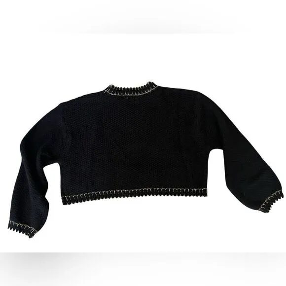 POL Contrast Drop Shoulder Cropped Sweater size small