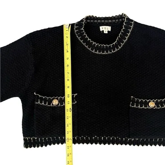 POL Contrast Drop Shoulder Cropped Sweater size small