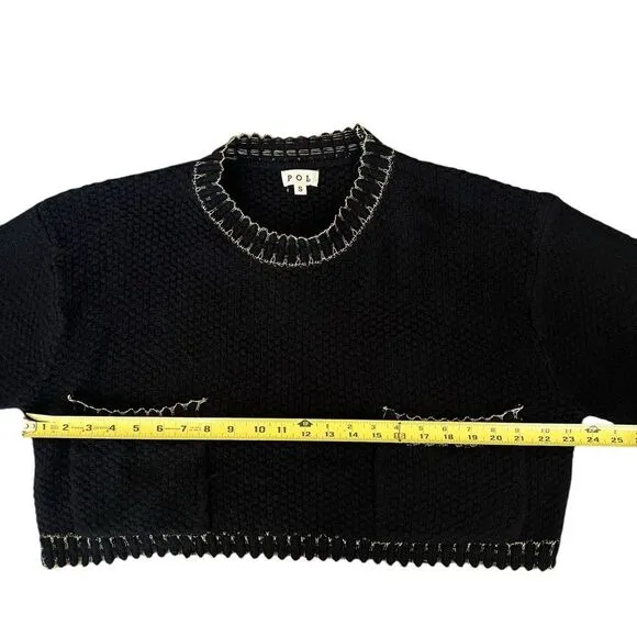 POL Contrast Drop Shoulder Cropped Sweater size small