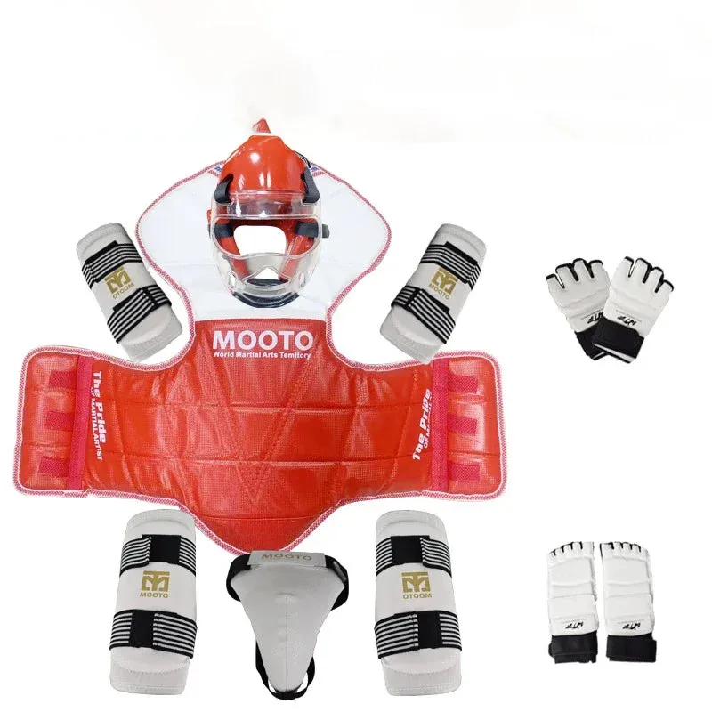 Premium 8pcs Taekwondo Protective Gear Set – Full Body Protection for Combat & Competition, Thickened Training Equipment with Helmet, Chest, Leg, Arm, and Crotch Guards