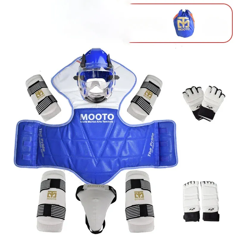 Premium 8pcs Taekwondo Protective Gear Set – Full Body Protection for Combat & Competition, Thickened Training Equipment with Helmet, Chest, Leg, Arm, and Crotch Guards