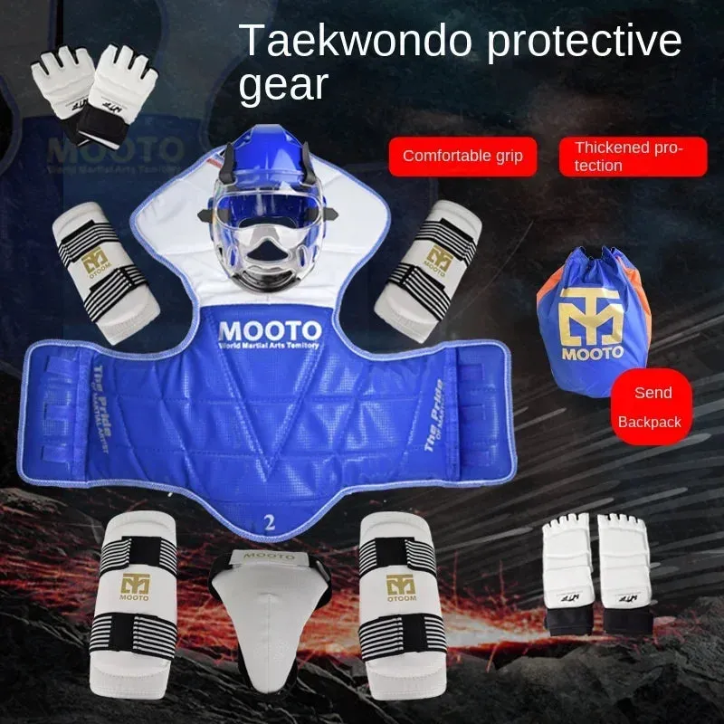 Premium 8pcs Taekwondo Protective Gear Set – Full Body Protection for Combat & Competition, Thickened Training Equipment with Helmet, Chest, Leg, Arm, and Crotch Guards