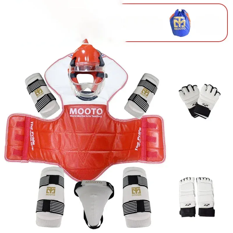 Premium 8pcs Taekwondo Protective Gear Set – Full Body Protection for Combat & Competition, Thickened Training Equipment with Helmet, Chest, Leg, Arm, and Crotch Guards