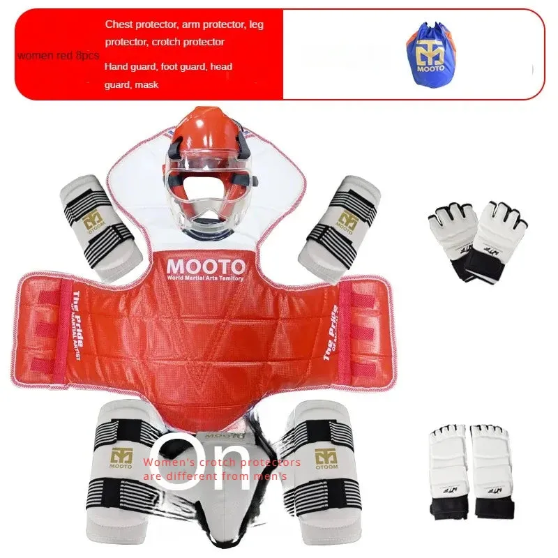 Premium 8pcs Taekwondo Protective Gear Set – Full Body Protection for Combat & Competition, Thickened Training Equipment with Helmet, Chest, Leg, Arm, and Crotch Guards