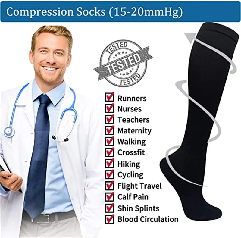Premium Compression Socks for Men – 20-30mmHg Sports & Running Support – Cat & Dog Animal Print High Stockings – 2/4/6/8/10 Pairs – Improve Circulation & Reduce Fatigue