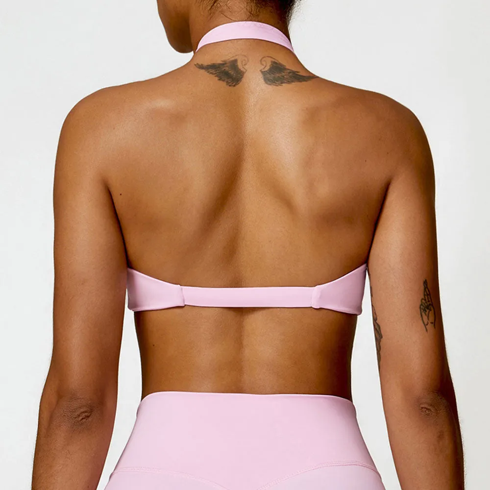 Premium High Support Sports Yoga Bra – Sexy Halter Straps, Push-Up Padded Bralette for Running, Gym & Fitness – Impact-Resistant, Comfortable Workout Underwear