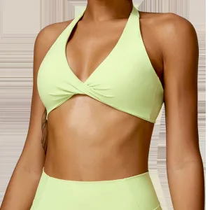 Premium High Support Sports Yoga Bra – Sexy Halter Straps, Push-Up Padded Bralette for Running, Gym & Fitness – Impact-Resistant, Comfortable Workout Underwear