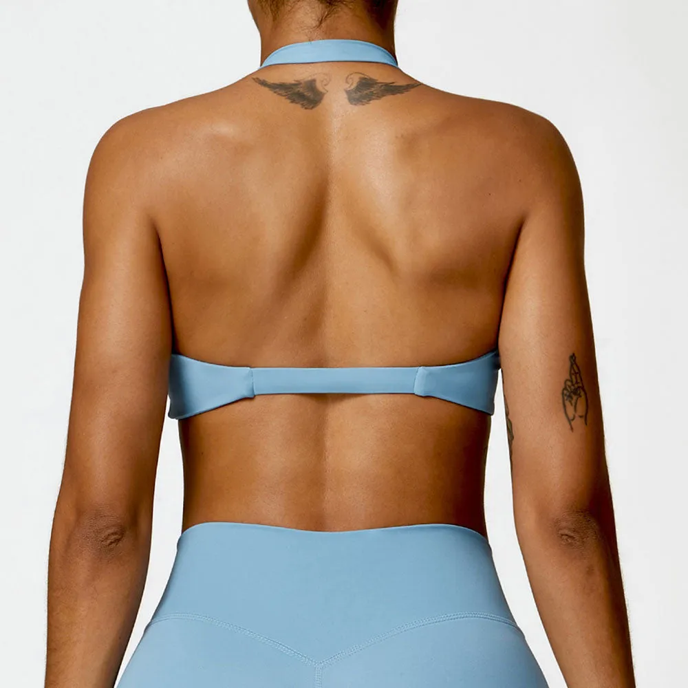 Premium High Support Sports Yoga Bra – Sexy Halter Straps, Push-Up Padded Bralette for Running, Gym & Fitness – Impact-Resistant, Comfortable Workout Underwear