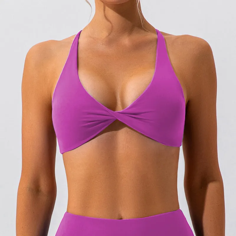 Premium High Support Sports Yoga Bra – Sexy Halter Straps, Push-Up Padded Bralette for Running, Gym & Fitness – Impact-Resistant, Comfortable Workout Underwear
