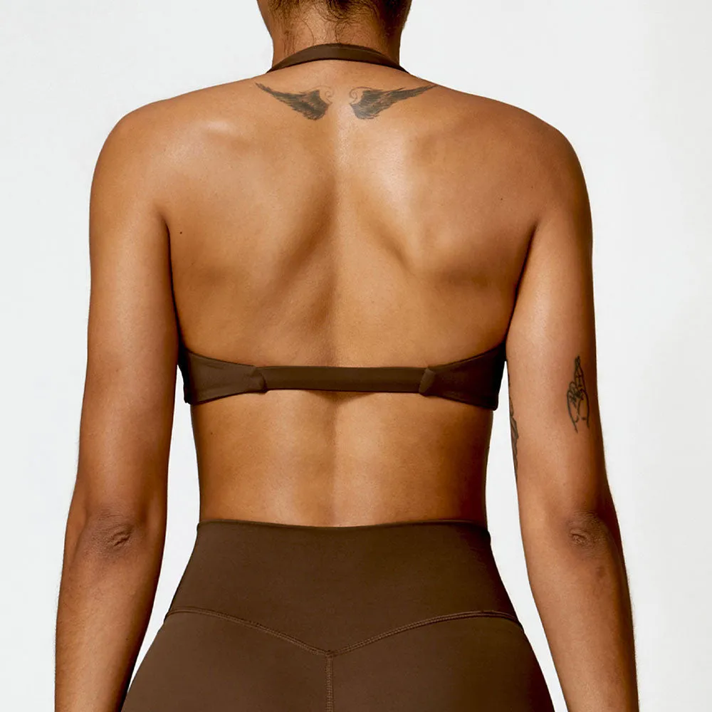 Premium High Support Sports Yoga Bra – Sexy Halter Straps, Push-Up Padded Bralette for Running, Gym & Fitness – Impact-Resistant, Comfortable Workout Underwear