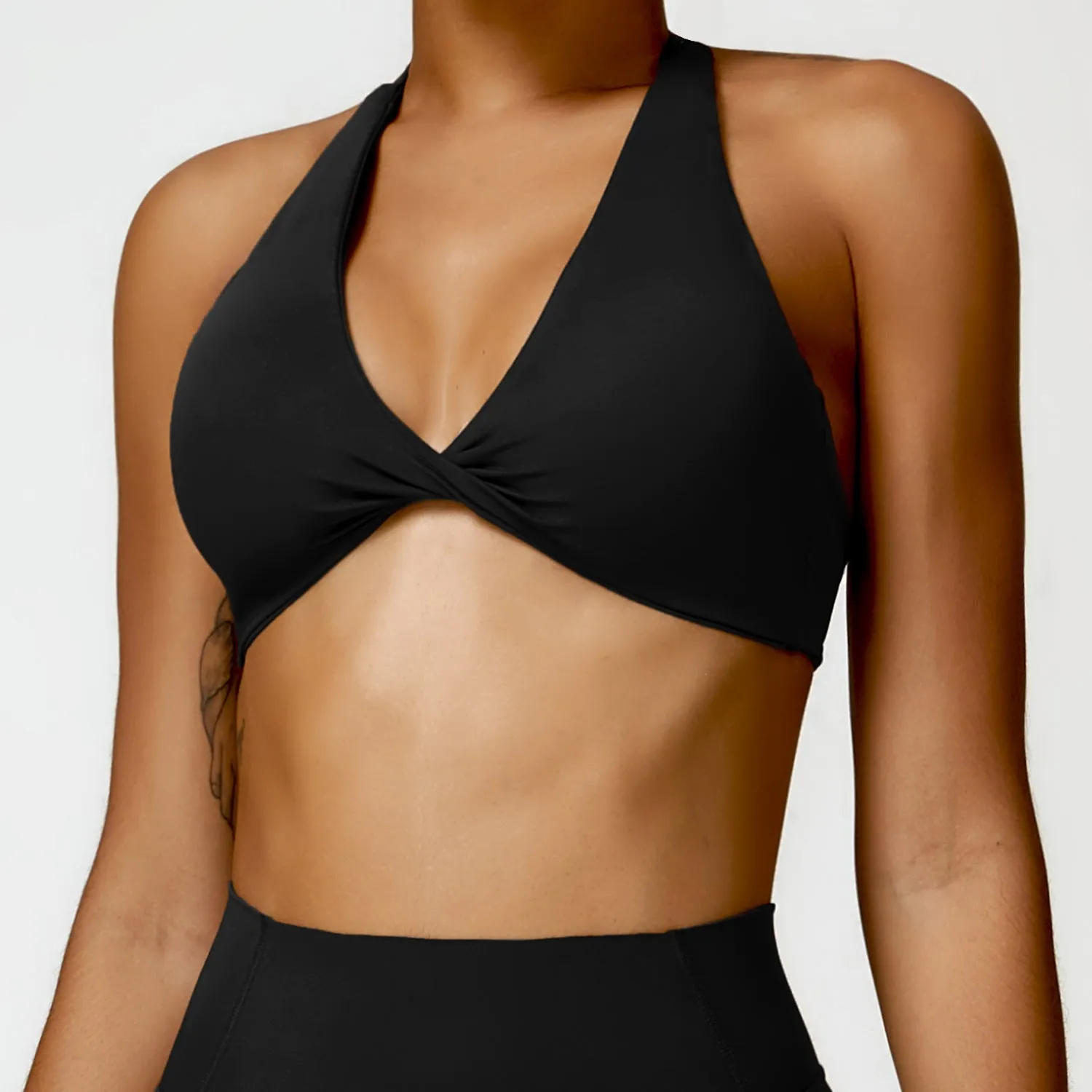 Premium High Support Sports Yoga Bra – Sexy Halter Straps, Push-Up Padded Bralette for Running, Gym & Fitness – Impact-Resistant, Comfortable Workout Underwear