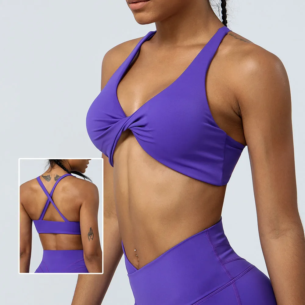 Premium High Support Sports Yoga Bra – Sexy Halter Straps, Push-Up Padded Bralette for Running, Gym & Fitness – Impact-Resistant, Comfortable Workout Underwear