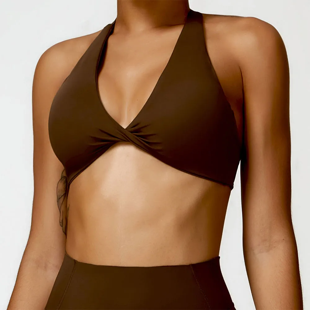 Premium High Support Sports Yoga Bra – Sexy Halter Straps, Push-Up Padded Bralette for Running, Gym & Fitness – Impact-Resistant, Comfortable Workout Underwear