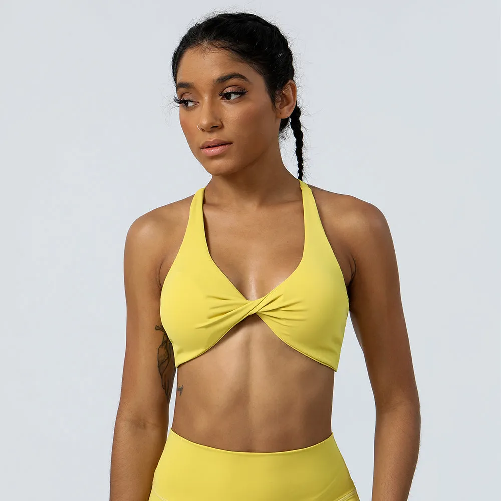 Premium High Support Sports Yoga Bra – Sexy Halter Straps, Push-Up Padded Bralette for Running, Gym & Fitness – Impact-Resistant, Comfortable Workout Underwear