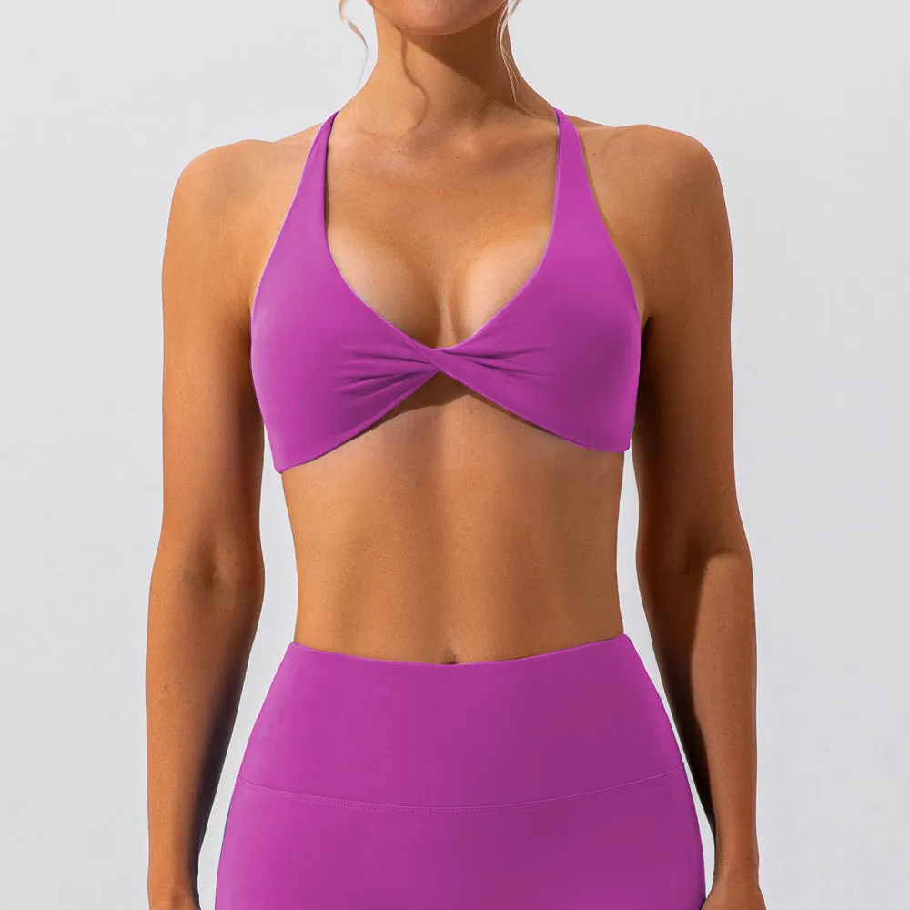 Premium High Support Sports Yoga Bra – Sexy Halter Straps, Push-Up Padded Bralette for Running, Gym & Fitness – Impact-Resistant, Comfortable Workout Underwear